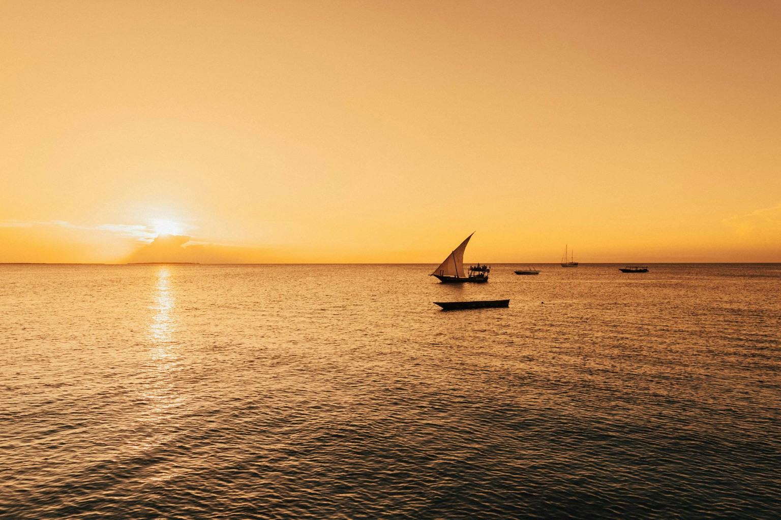 Traditional dhow during golden hour