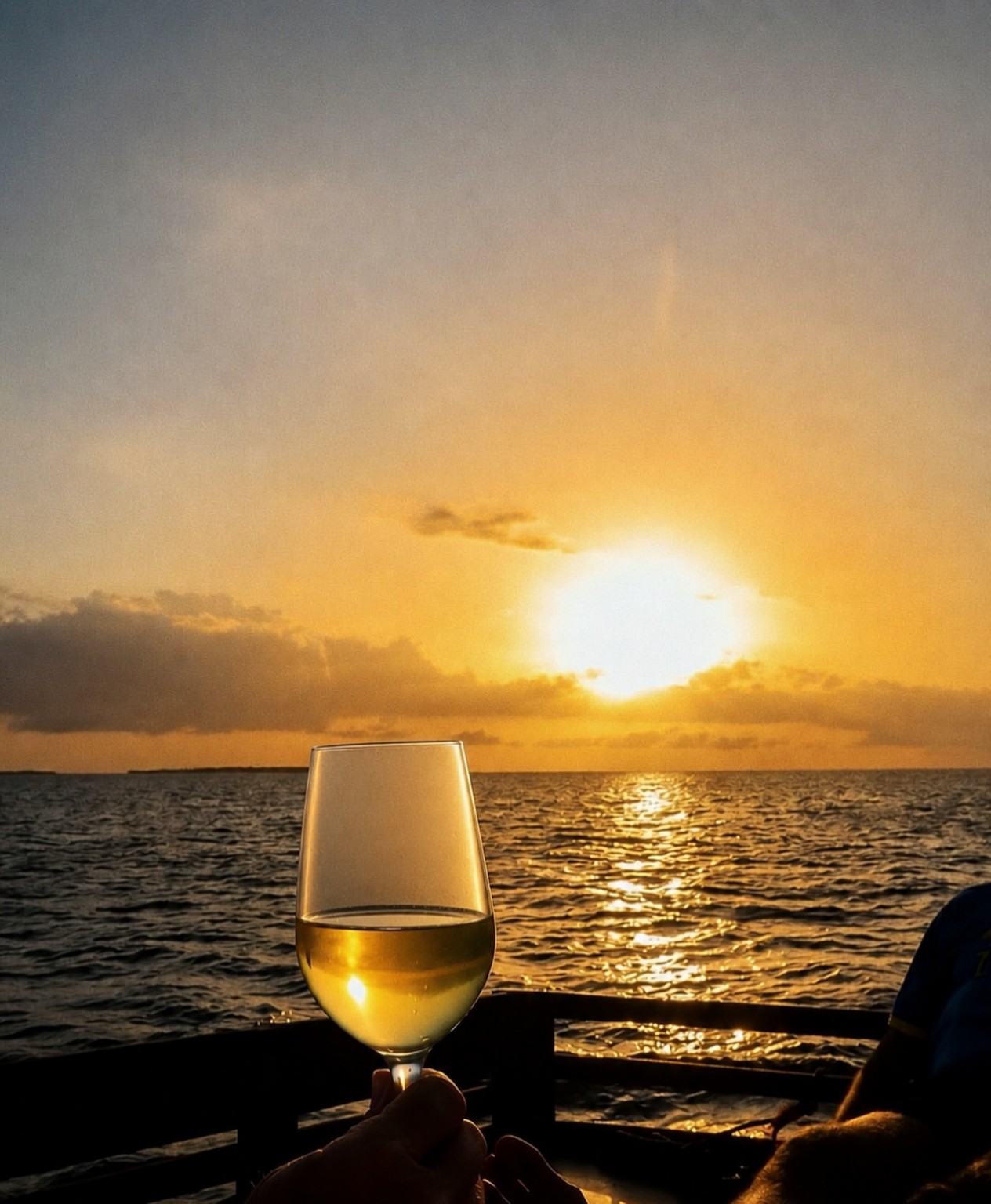 Sunset toast aboard a boat in Zanzibar